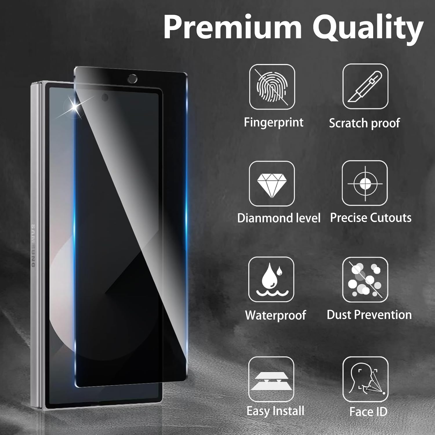 2-Pack Privacy Tempered Glass for Samsung Galaxy Z Fold 7