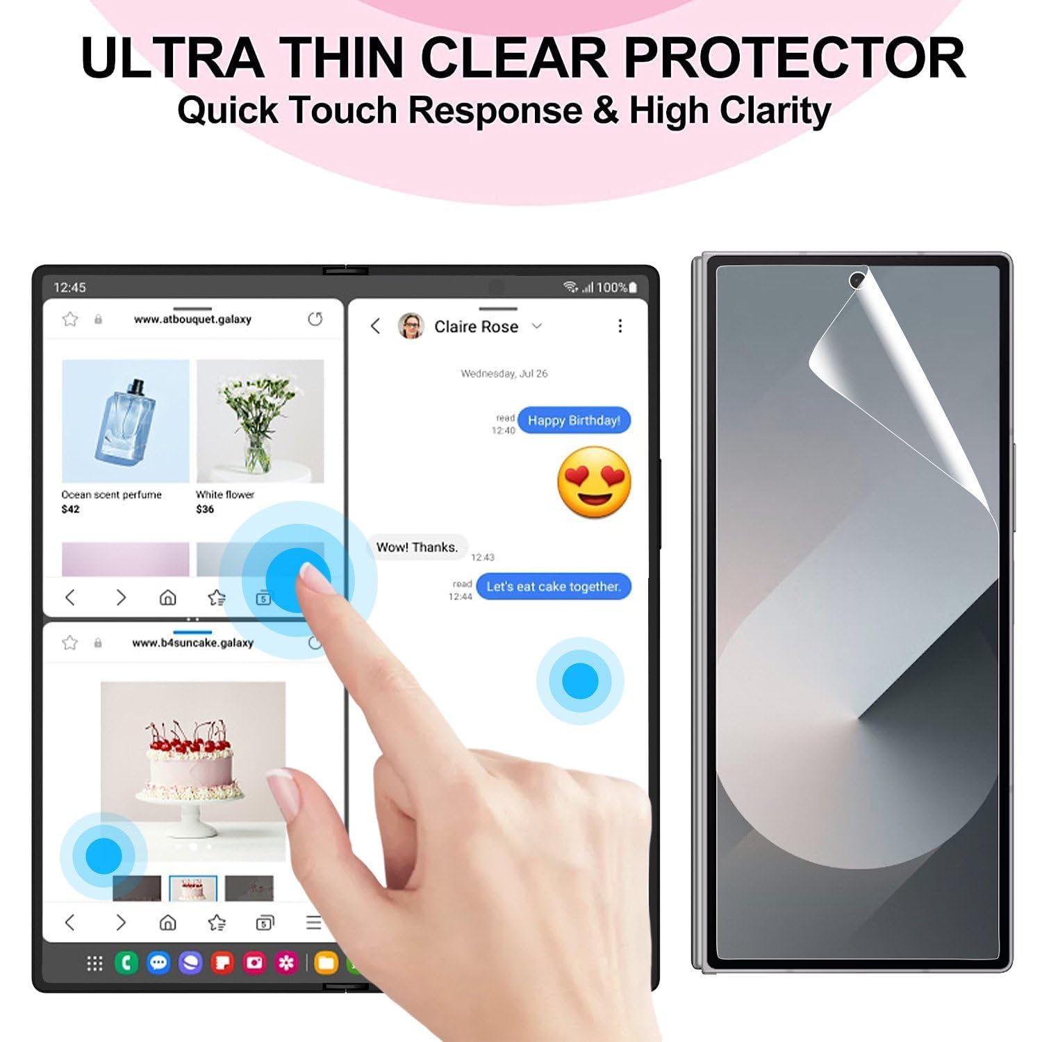Set of 4) Silicone Screen Protector for Samsung Galaxy Z Fold 7