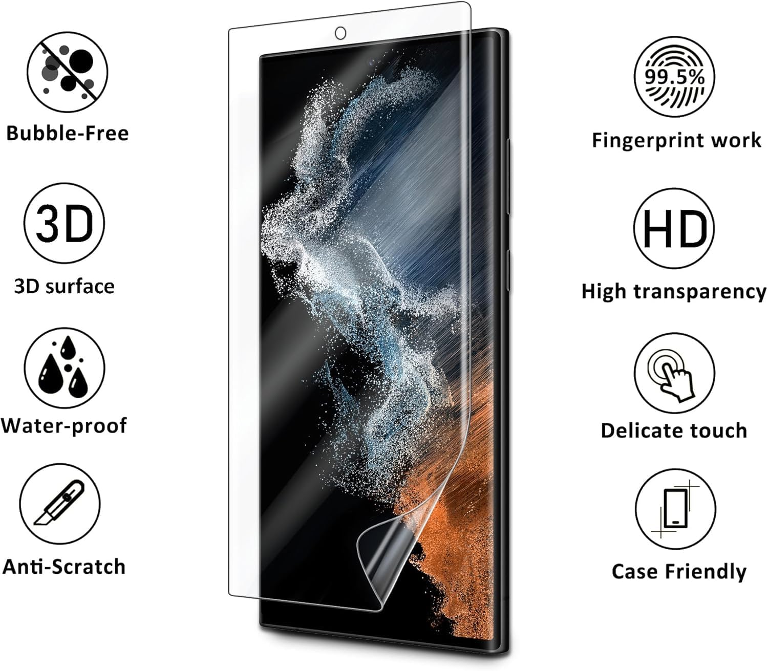 2-Pack Silicone Screen Protector for Samsung Galaxy S22 Ultra