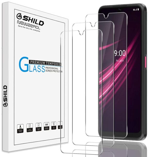 SHILD (3 Pack) Tempered Glass Screen Protector Compatible for T-Mobile REVVL V+ 5G (T-Mobile REVVL V Plus 5G), Protector De Pantalla 9 Hardness High Definition Bubble Free Anti-Scratch