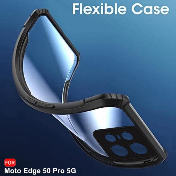 SHILD Ultra-Hybrid Shockproof Back Cover Case for Moto Edge 50 Pro 5G | MagSafe Compatible, Camera Protection Bump, Crystal Clear Back, Transparent Sides (Black) - Image 3