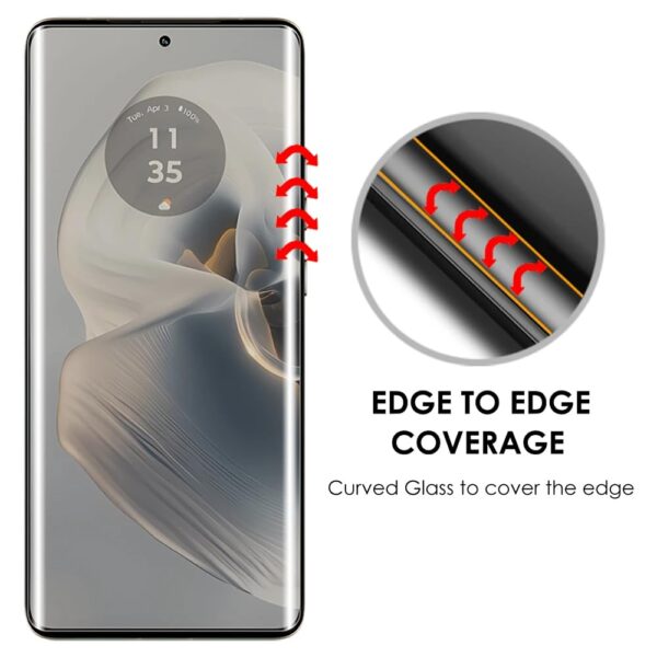 SHILD Curved Tempered Glass Screen Protector for Motorola Edge 50 Pro (Pack 1) | Perfect-Fit Design, UV Tempered Glass, 9H Hardness, HD Clarity, Fingerprint Sensor Compatible - Image 3