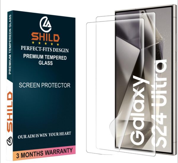 SHILD 2-Pack Screen Protector for Samsung Galaxy S24 Ultra (6.8-inch) | Perfect-Fit Design, Transparent, Fingerprint Sensor Compatible, S Pen Compatible, HD Clarity