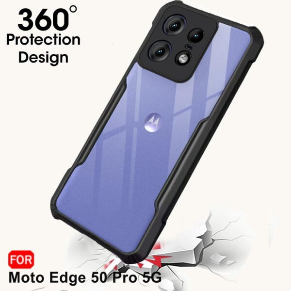 SHILD Ultra-Hybrid Shockproof Back Cover Case for Moto Edge 50 Pro 5G | MagSafe Compatible, Camera Protection Bump, Crystal Clear Back, Transparent Sides (Black) - Image 5