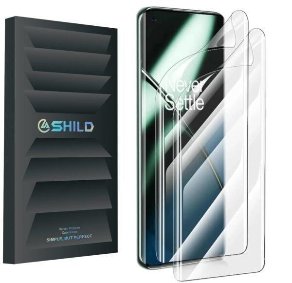 SHILD Silicone Screen Protector for OnePlus 11 (2 Pack) | Perfect-Fit Transparent Design, Fingerprint Support, S Pen Compatible, HD Clarity