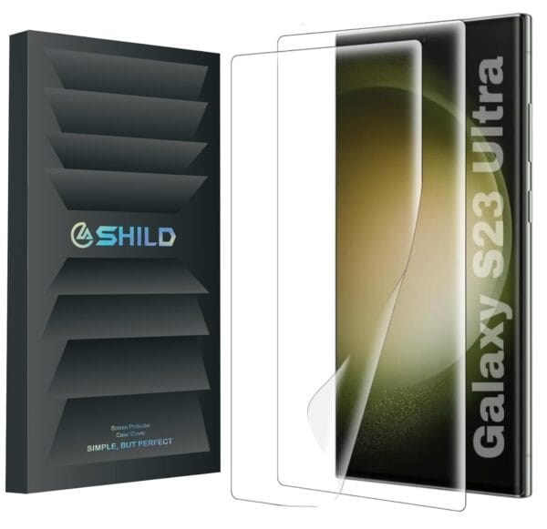 SHILD 2-Pack Screen Protector Guard for Samsung S23 Ultra | Perfect-Fit Design, Fingerprint Support, S Pen Compatible, HD Clarity