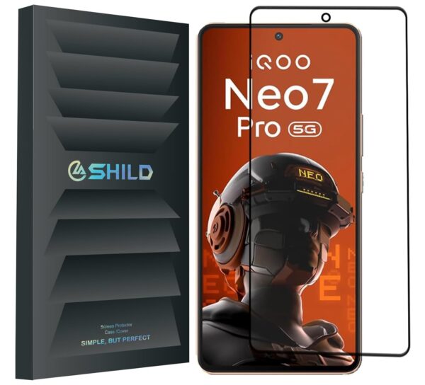 SHILD Tempered Glass Screen Protector Compatible for iQOO Neo 7 Pro 5G, iQOO Neo 7 5G, iQOO 9T 5G, iQOO 11 5G – Edge to Edge Coverage | Easy Installation Kit