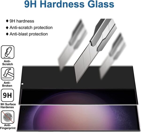 SHILD Privacy Tempered Glass Screen Protector for Samsung Galaxy S23 Ultra 5G | Anti-Spy, Full Screen Coverage, Fingerprint Unlock Support, HD Clarity & Free Back Skin - Image 3