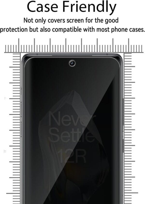 SHILD (1-Pack) Privacy Tempered Glass Screen Protector for OnePlus 12R | Curved UV Privacy Guard, Full Screen Coverage, Anti-Spy, HD Clarity, Fingerprint Compatible - Image 3