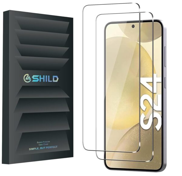 SHILD 2-Pack Perfect-Fit Tempered Glass Screen Protector for Samsung S24 | HD Clarity, Anti-Scratch, Fingerprint Compatible