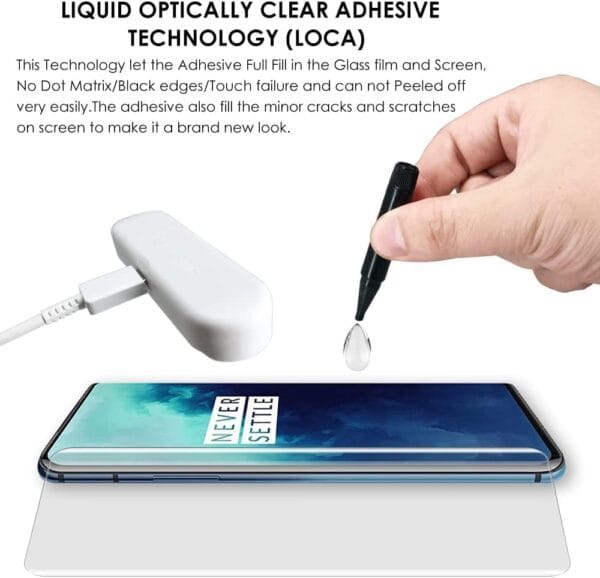 SHILD 1-Pack Tempered Glass Screen Protector for OnePlus 7 Pro / 7T Pro (6.7 inch, 5G) | UV Tempered Glass with 9H Hardness, HD Clarity | Fingerprint Sensor Compatible & Full Coverage Protection - Image 3