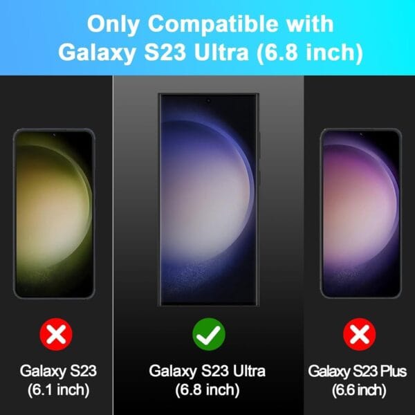 SHILD 2-Pack Screen Protector Guard for Samsung S23 Ultra | Perfect-Fit Design, Fingerprint Support, S Pen Compatible, HD Clarity - Image 6
