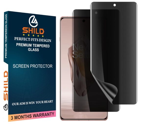 SHILD Silicone Privacy Screen Protector for OnePlus 12R (Pack of 2) | Edge-to-Edge Anti-Spy Protection, HD Clarity, Easy Application & Fingerprint Unlock Compatible