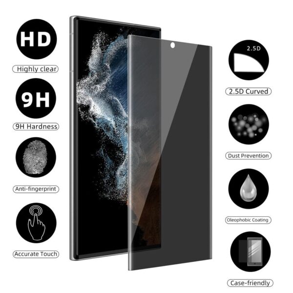 SHILD® Privacy Tempered Glass Screen Protector for Samsung Galaxy S21 Ultra 5G | Anti-Spy, Fingerprint Unlock Compatible, Full Screen Coverage, HD Clarity, Easy Installation - Image 7