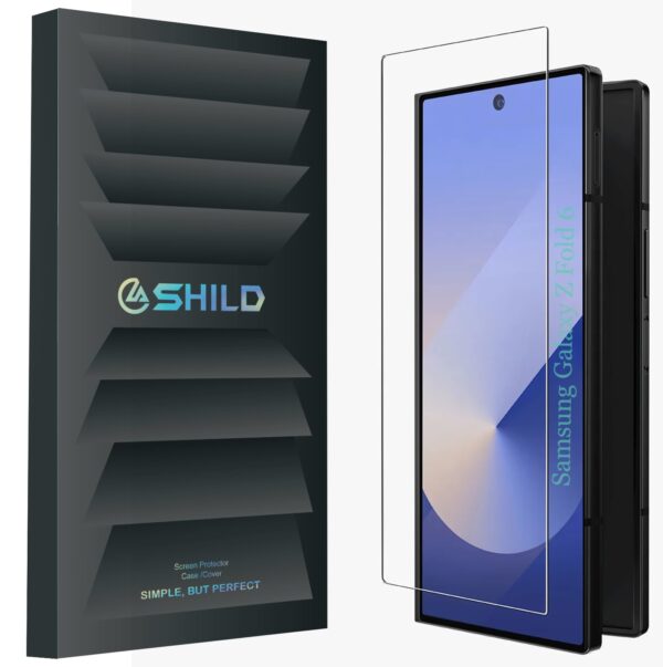 SHILD Perfect Fit Tempered Glass Screen Protector for Samsung Galaxy Z Fold 6 (1-Pack Glass) – Full Coverage, Scratch-Resistant, Bubble-Free, HD Clarity | Easy Installation