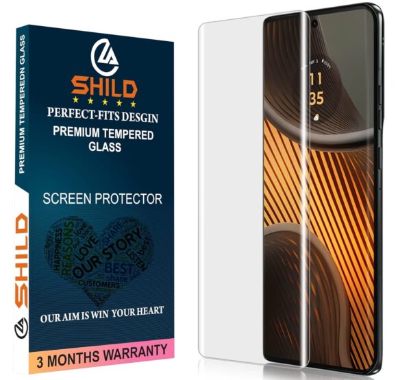 SHILD- (Pack 1 Curved Perfect - Fits Design Tempered Glass Screen Protector For Motorola Edge 50 Ultra | UV Tempered Glass Protector For Moto Edge 50 Ultra -9H Hardness/HD/Fingerprint Working