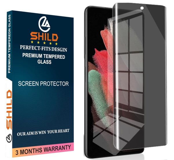 SHILD® Privacy Tempered Glass Screen Protector for Samsung Galaxy S21 Ultra 5G | Anti-Spy, Fingerprint Unlock Compatible, Full Screen Coverage, HD Clarity, Easy Installation