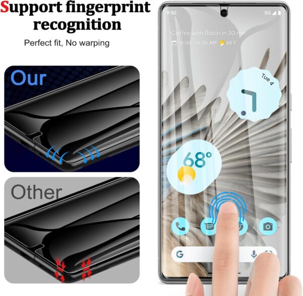 SHILD (2 Pack) Screen Protector Silicone Guard for Google Pixel 7 Pro | Perfect-Fit Design (6.7-inch Screen Size) | Transparent, Fingerprint Support, S Pen Compatible, HD Clarity - Image 3