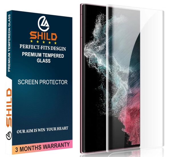 SHILD® Tempered Glass Screen Protector for Samsung S22 Ultra | UV Tempered Glass | 9H Hardness | HD Clarity | Fingerprint Compatible | Perfect Fit Design