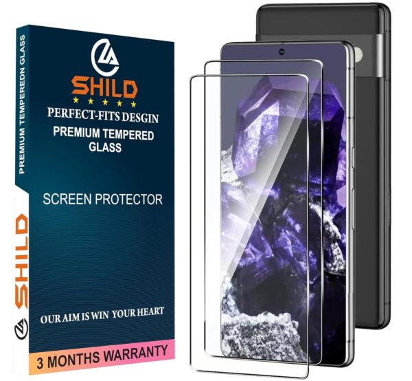 SHILD Tempered Glass Screen Protector for Google Pixel 8 (Pack of 2) | HD Perfect-Fit Design with 9H Hardness & Fingerprint Unlock Support