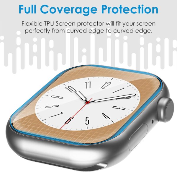 SHILD (2-Pack) Screen Protector for Apple Watch Series 9/8/7 41mm | Flexible TPU, Bubble-Free, Anti-Scratch, HD Clear, Soft Film Protection - Image 4