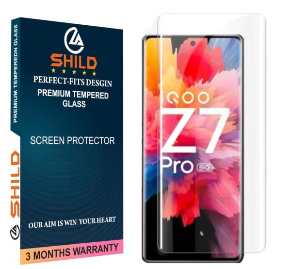 SHILD- (Pack 1 Perfect - Fits Design Tempered Glass Screen Protector For Vivo IQOO Z7 Pro (6.7 inch 5G | UV Tempered Glass Protector For IQOO Z7 Pro -9H Hardness/HD/Fingerprint Working