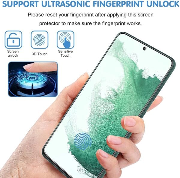 SHILD (1-Pack) Perfect Fit Tempered Glass Screen Protector for Samsung Galaxy S22 Plus | UV Tempered Glass, 9H Hardness, HD Clarity, Fingerprint Compatible - Image 2