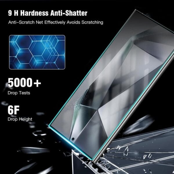 SHILD 2-Pack Tempered Glass Screen Protector for Samsung Galaxy S24 Ultra | Perfect-Fit Design, Military-Grade Protection, Anti-Scratch, Ultra Tough, Easy Installation - Image 7