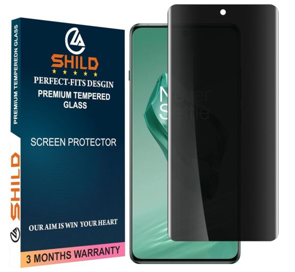 SHILD Privacy Tempered Glass Screen Protector for OnePlus 12R (Pack of 1) | Curved UV Anti-Spy Protector with Full Screen Coverage, 9H Hardness, HD Clarity & Free Back Skin