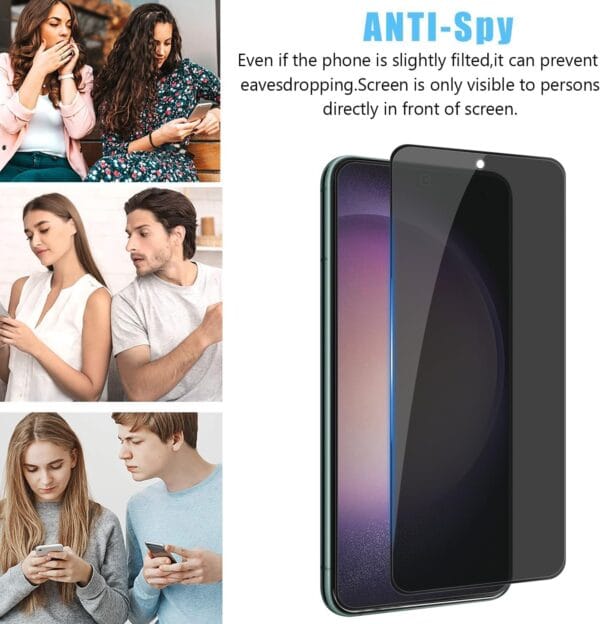 SHILD Privacy Tempered Glass Screen Protector for Samsung Galaxy S24 5G | Anti-Spy, Fingerprint Unlock Compatible, Full Screen Coverage, HD Clarity, Easy Installation - Image 2