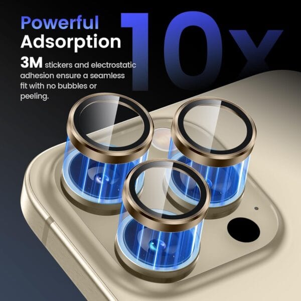 SHILD Camera Lens Protectors for iPhone 16 Pro Max/iPhone 16 Pro - Ultra-Thin Tempered Glass with Aluminum Edging (Desert Titanium, Set of 3) - Image 6