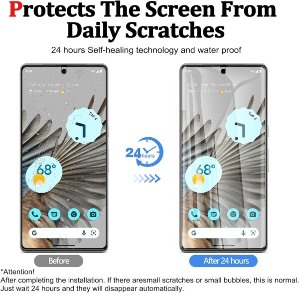 SHILD Silicone Screen Protector for Google Pixel 7 Pro (2 Pack) | Perfect-Fit Design, Transparent, Fingerprint Support, S Pen Compatible, HD Clarity - Image 4