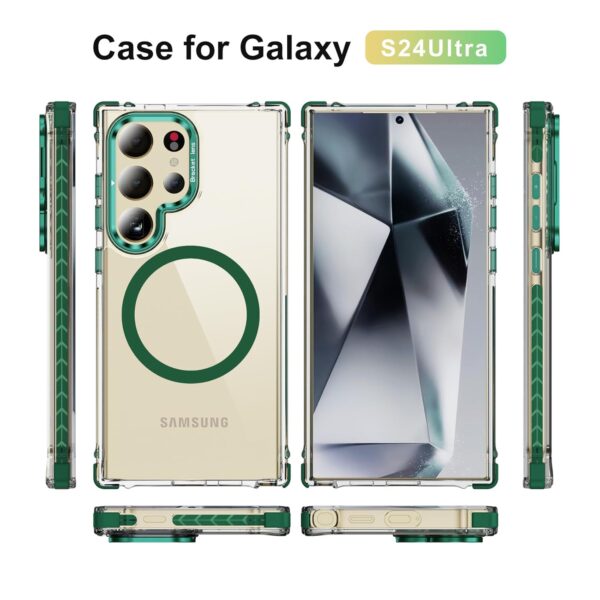 SHILD® Crystal Clear Case with Stand for Samsung Galaxy S24 Ultra | [MagSafe Compatible], [Upgraded Camera Stand], [Military-Grade Drop Protection], Slim Design (Green, 6.8-Inch) - Image 2