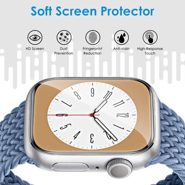 SHILD (2-Pack) Screen Protector for Apple Watch Series 9/8/7 41mm | Flexible TPU, Bubble-Free, Anti-Scratch, HD Clear, Soft Film Protection - Image 5