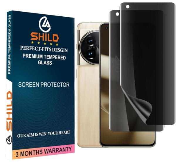 SHILD Silicone (2-Pack) Privacy Screen Protector for OnePlus 11 | Edge-to-Edge Anti-Spy Screen Guard | HD Clarity, Fingerprint Sensor Compatible, Easy Application