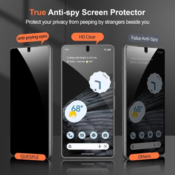 SHILD (2-Pack) Privacy Screen Protector for Google Pixel 7 Pro | Edge-to-Edge Anti-Spy Guard, HD Clarity, Easy Application, Fingerprint Compatible - Image 3