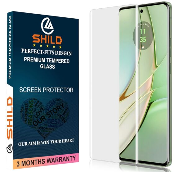 SHILD- (Pack 1 Curved Perfect - Fits Design Tempered Glass Screen Protector For Motorola Edge 40 Pro | UV Tempered Glass Protector For Moto Edge 40 Pro -9H Hardness/HD/Fingerprint Working