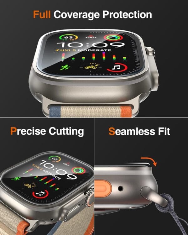 SHILD - Tempered Glass For Apple Watch Ultra/Apple Watch Ultra 2 (Transparent) Edge To Edge Full Screen Coverage With Easy Installation Kit for Smartwatch - Image 2