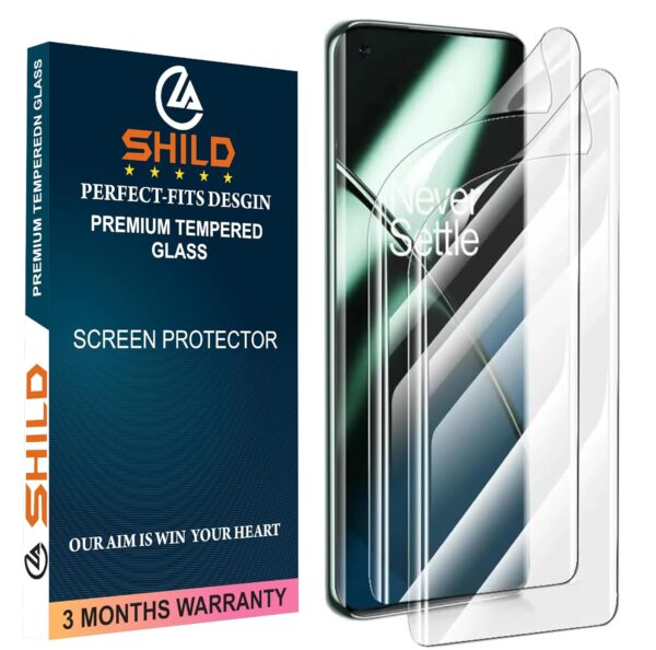 SHILD Silicone (2-Pack) Screen Protector for OnePlus 11 | Perfect-Fit Design | Transparent, Fingerprint Support & S Pen Compatible, HD Clarity