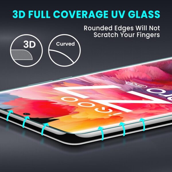 SHILD- (Pack 1 Perfect - Fits Design Tempered Glass Screen Protector For Vivo IQOO Z7 Pro (6.7 inch 5G | UV Tempered Glass Protector For IQOO Z7 Pro -9H Hardness/HD/Fingerprint Working - Image 4