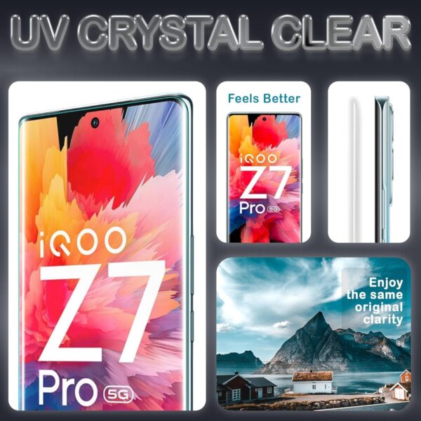 SHILD- (Pack 1 Perfect - Fits Design Tempered Glass Screen Protector For Vivo IQOO Z7 Pro (6.7 inch 5G | UV Tempered Glass Protector For IQOO Z7 Pro -9H Hardness/HD/Fingerprint Working - Image 2