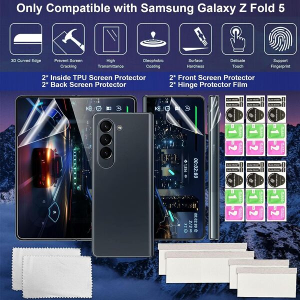 SHILD Screen Protector Guard for Samsung Z Fold 5 | 2 Sets of 8 (Front + Back + Inside + Hinge Screen Protectors) | HD Clarity, Full Coverage, Easy Application - Image 7