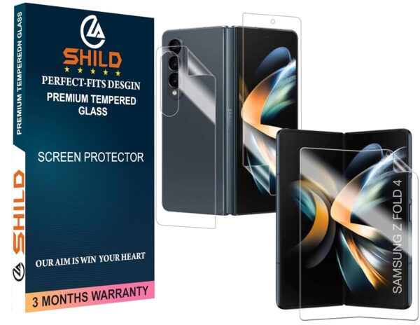 SHILD (4-in-1) Perfect Fit Screen Protector for Samsung Z Fold 4 | Full Back Panel, Back Display, Inner Display & Hinge Protection | HD Clarity, Bubble-Free Application