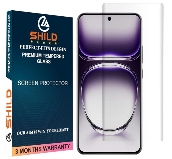 SHILD - (Pack 1 Perfect - Fits Design Tempered Glass Screen Protector For Oppo Reno 12 (6.8 inch 5G | UV Tempered Glass Protector For Oppo Reno 12-9H Hardness/HD/Fingerprint Working